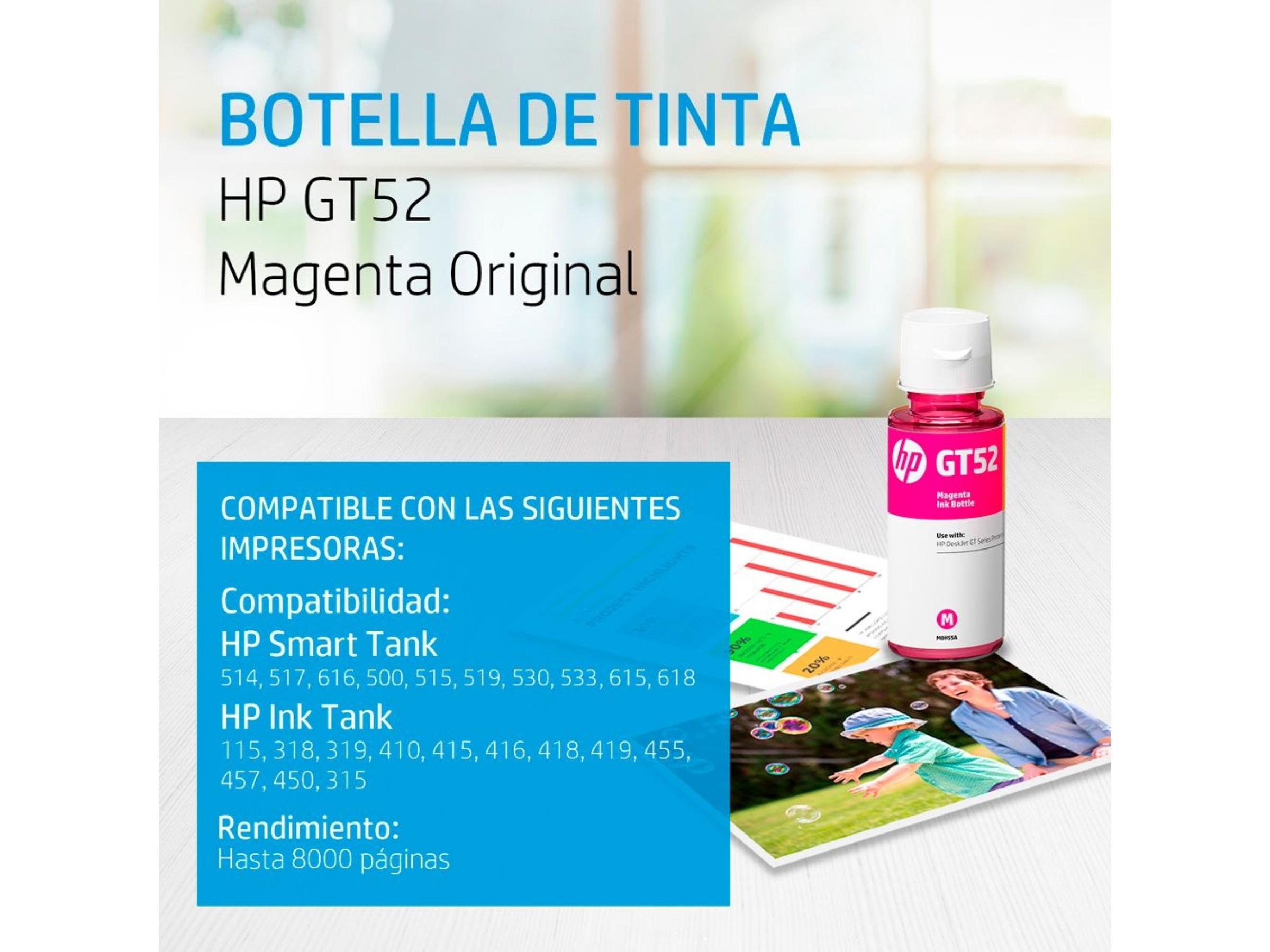 BOTELLA DE TINTA HP GT52 MAGENTA (M0H55AL) 70 ML